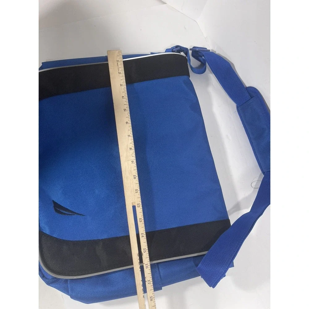 Nautica Blue Black Canvas Messenger Bag Laptop Case Crossbody Padded Strap 16x13